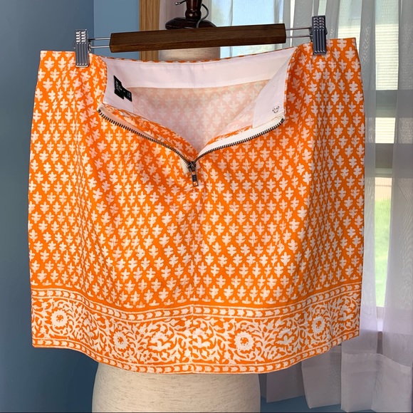 J. Crew Orange Batik Print Stretch Skirt - Picture 7 of 8